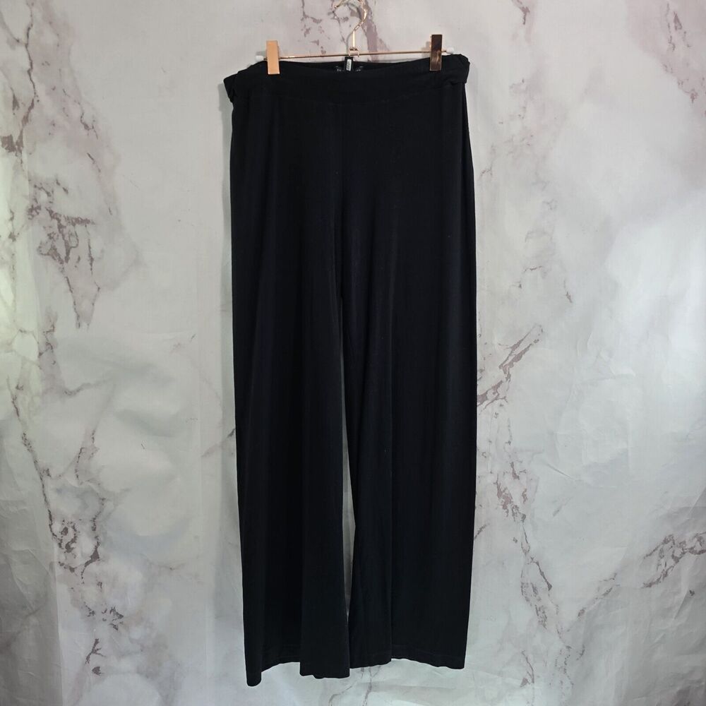 Eileen Fisher Pants Women XS Black High Rise Wide Leg Viscose Pull On Lounge
